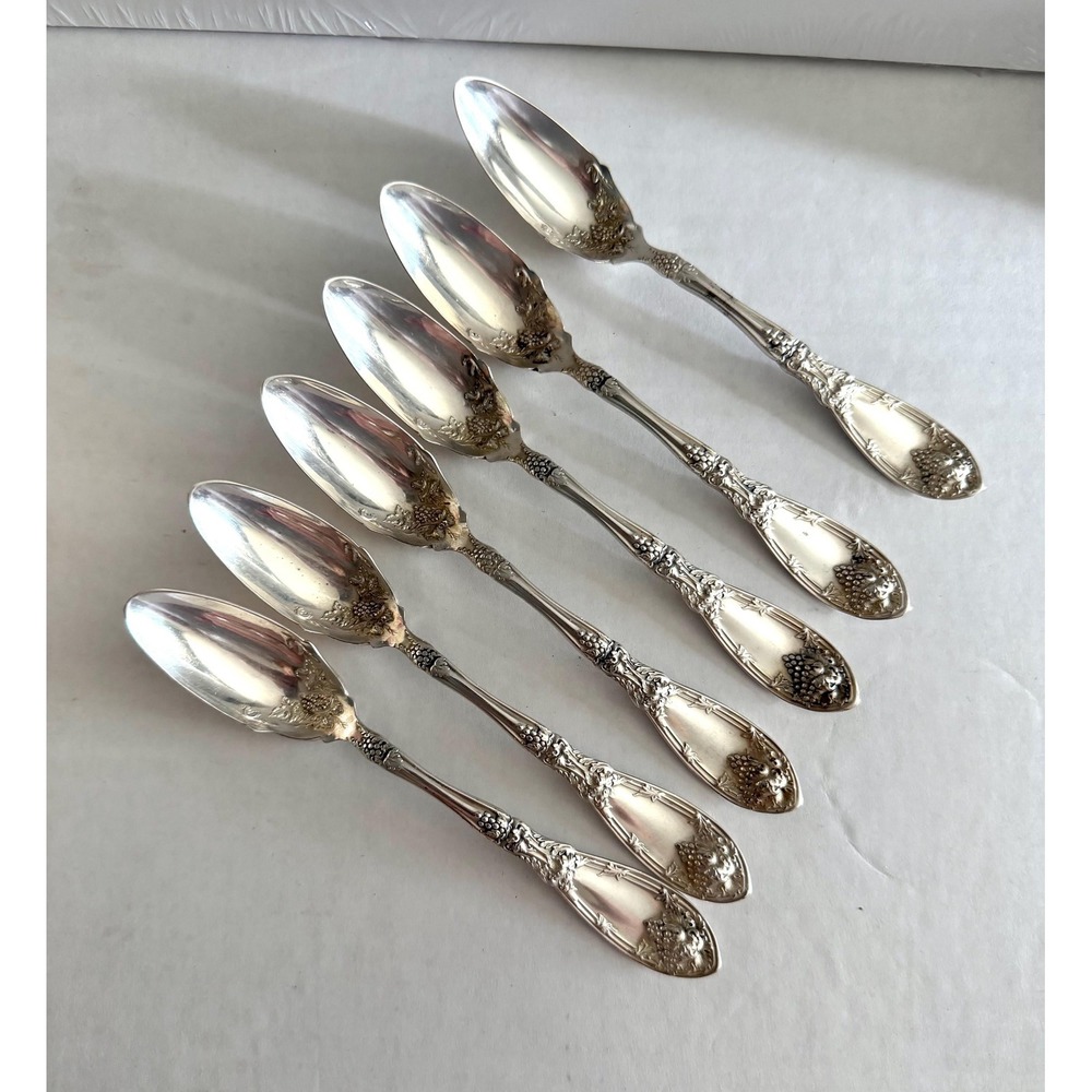 6 Silver Plated 1908 Rogers La Vigne Grapefruit Spoons